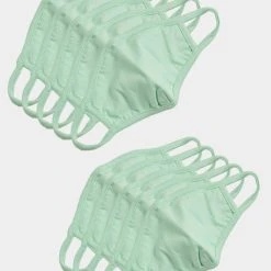 Build Your Brand Herren Kids Face Mask 10-Pack In Grün