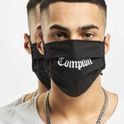 Mister Tee Herren Compton Face Mask 2-Pack In Schwarz