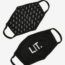 Mister Tee Lit Cotton Face Mask 2-Pack In Schwarz