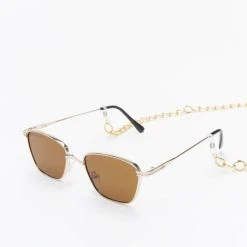 URBAN CLASSICS Herren Sonnenbrille Sunglasses Kalymnos With Chain In Goldfarben