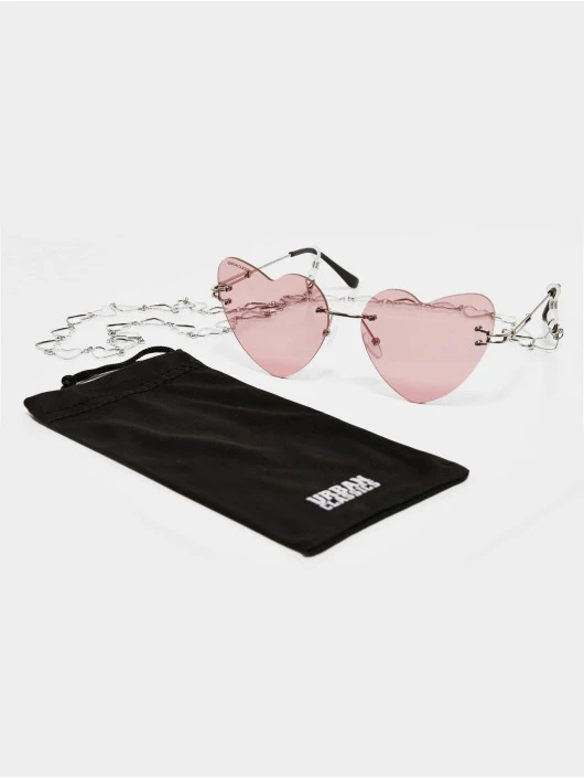 URBAN CLASSICS Sonnenbrille Heart With Chain In Rosa 1 URBAN CLASSICS Sonnenbrille Heart With Chain In Rosa