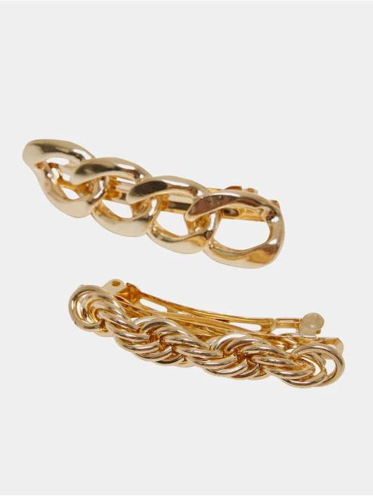 URBAN CLASSICS Herren Chain Hair Clips 2-Pack In Goldfarben 1 URBAN CLASSICS Herren Chain Hair Clips 2-Pack In Goldfarben