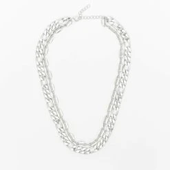 URBAN CLASSICS Herren Layering Basic Necklace In Silberfarben