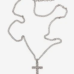 URBAN CLASSICS Diamond Cross In Silberfarben
