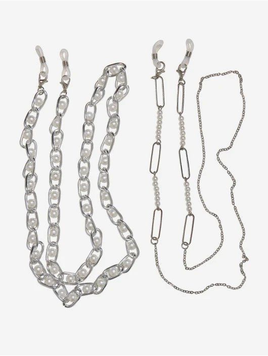 URBAN CLASSICS Multifunctional Chain With Pearls 2-Pack In Silberfarben 1 URBAN CLASSICS Multifunctional Chain With Pearls 2-Pack In Silberfarben
