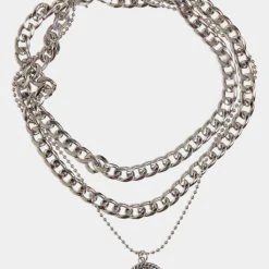 URBAN CLASSICS Short Layering Necklace In Silberfarben